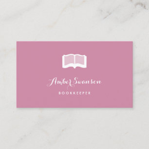 Carte De Visite Libraire De Comptabilité Rose Avec Livre Simple
