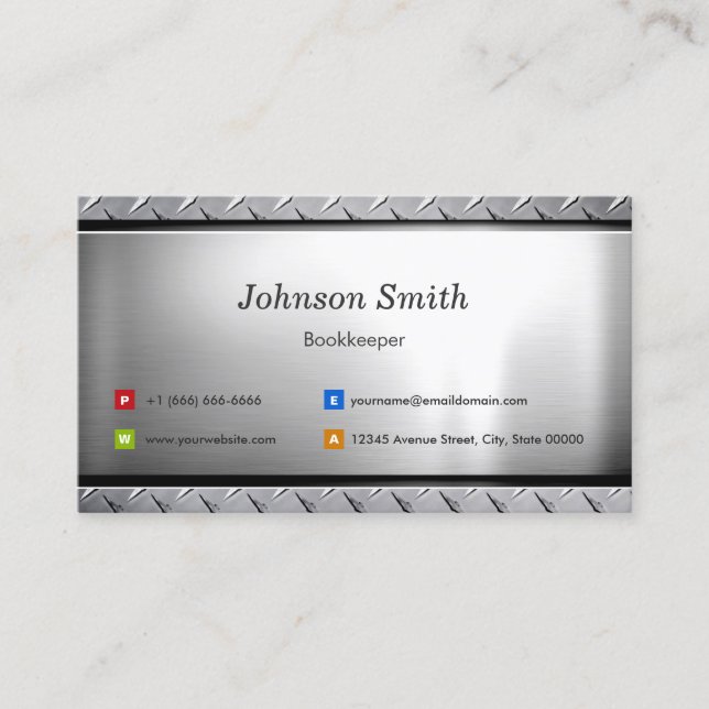 Carte De Visite Librairie - Style Platine Look (Devant)