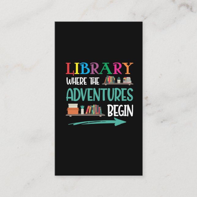 Carte De Visite Library Adventure Librarian Book Reader Bookworm (Devant)