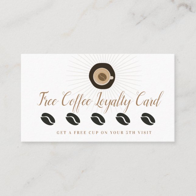Carte De Visite Libre café récompense Loyauté Propre (Devant)