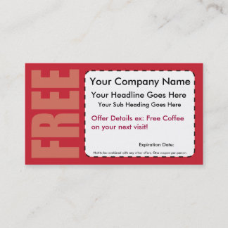 Carte de visite LIBRE de bon d'article