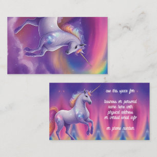 Carte De Visite Licorne Arc-en-Ciel Cosmique Paillettes Fantastiqu