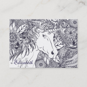 Carte De Visite Licorne fantaisie et conception florale de mandala