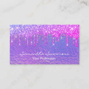 Carte De Visite Licorne Holographique Iridescente Violette Glam