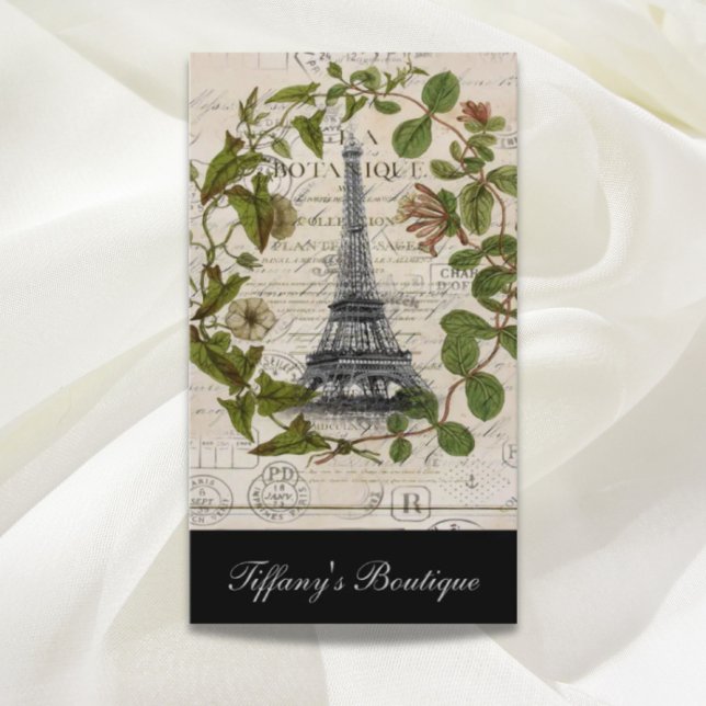Carte De Visite lierre feuille tour eiffel paris (french botanical ivy leaves paris eiffel tower business card)