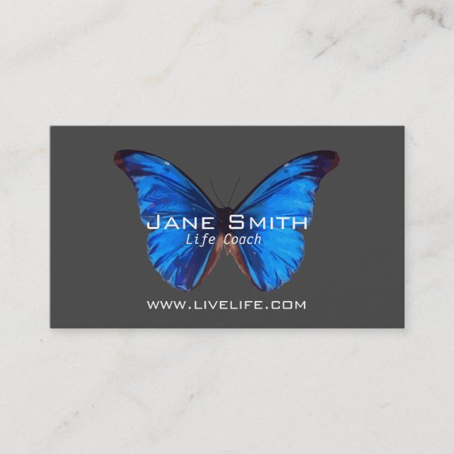 Carte De Visite Life Coach bien-être papillon freelance (Devant)