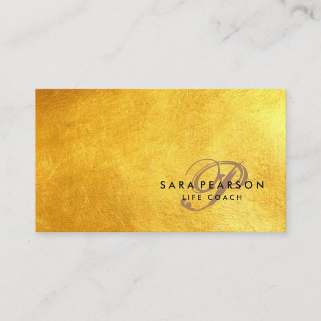 Carte De Visite Life Coach Services personnels Elégant Gold Textur (Devant)