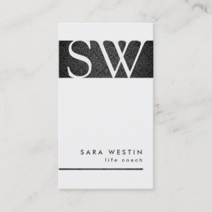Carte De Visite Life Coach Services personnels Monogramme Noir Dam