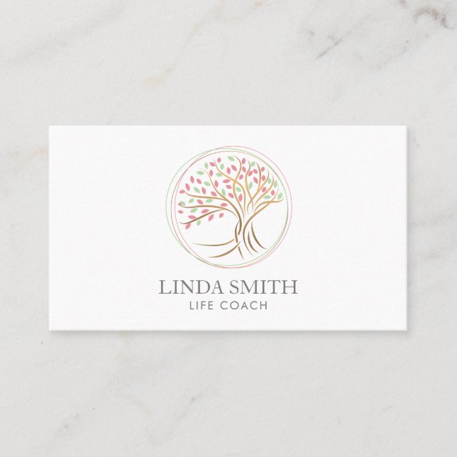 Carte De Visite Life Coach Thérapist Spa Wellness Cosmétique Arbre (Devant)
