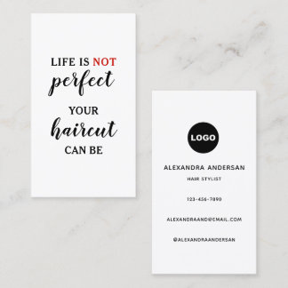 Carte De Visite Life Is NOT Perfect Modern Typography Hairstylist