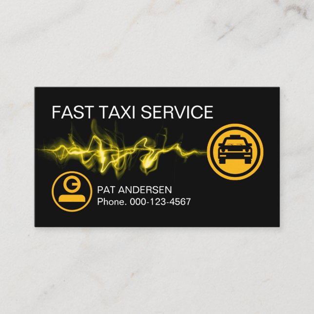 Carte De Visite Lightning Fast Taxi Service Driving (Devant)
