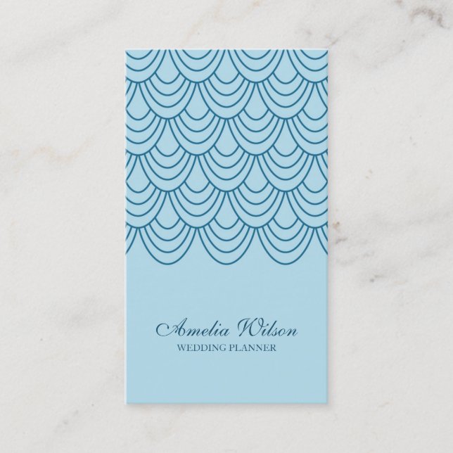 Carte De Visite Ligne Bleue Élégante Médias Sociaux Géométriques (Devant)