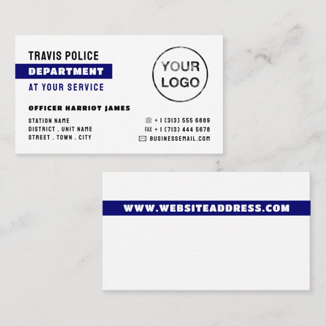 Carte De Visite Ligne bleue et logo, policier, application de la l (Devant / Derrière)