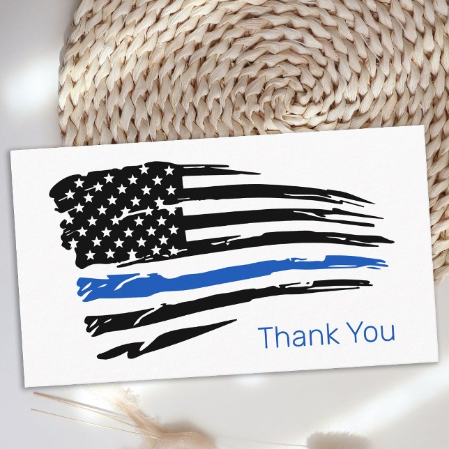 Carte De Visite Ligne Bleue Mince Merci policier (Créateur téléchargé)