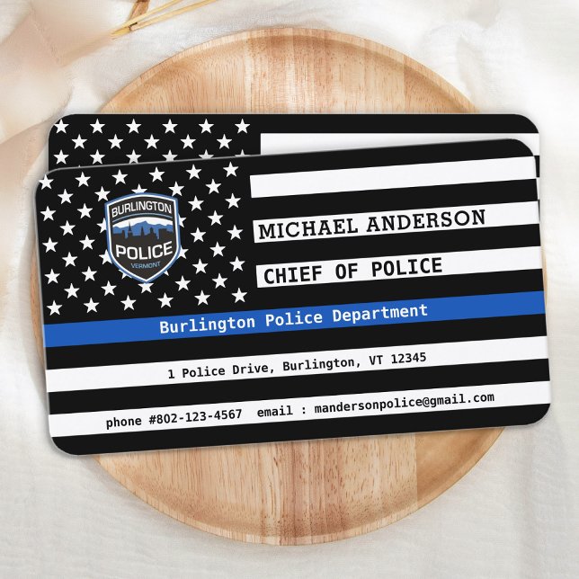 Carte De Visite Ligne Bleue Mince Police Logo Personnalisé Police  (Créateur téléchargé)