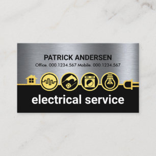 Carte De Visite Ligne d'alimentation Gold Electric Icons sur Argen