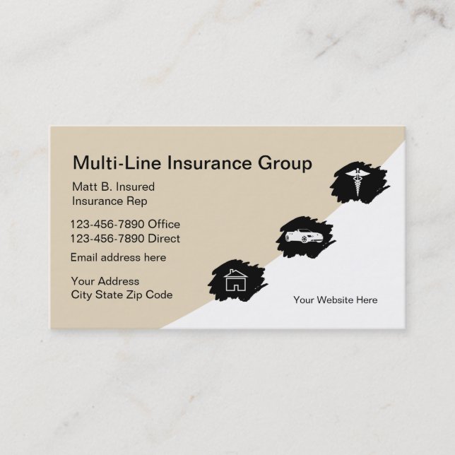 Carte De Visite Ligne multi représentant d'assurance (Devant)