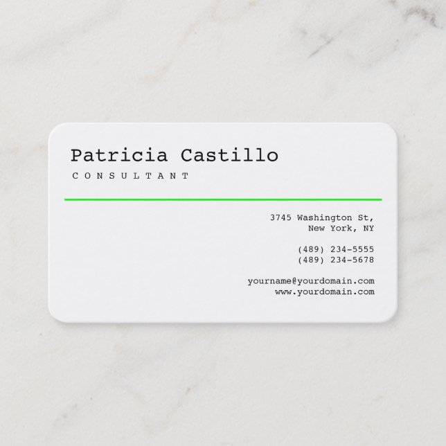 Carte De Visite Ligne verte blanche Gestionnaire de consultant mod (Devant)