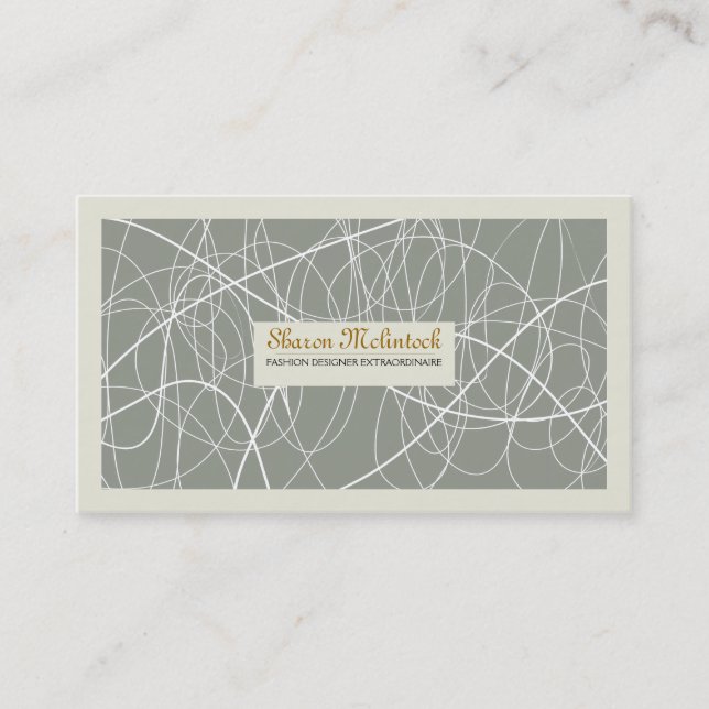 Carte De Visite Lignes Abstraites blanches (Devant)