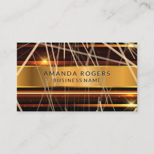 Carte De Visite Lignes Abstraites Gold Metallic High Shine