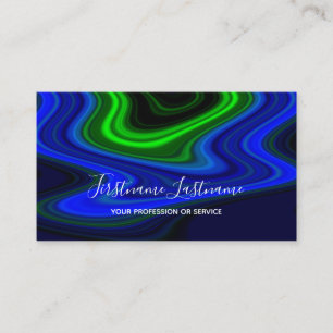 Carte De Visite lignes bleu vif Abstraites lignes vertes calligrap