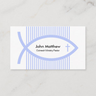 Carte De Visite Lignes Bleues Vertes Simples Ichthus Pastor