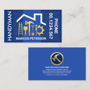 Carte De Visite Lignes Couche Bleue Outils Handman Toit