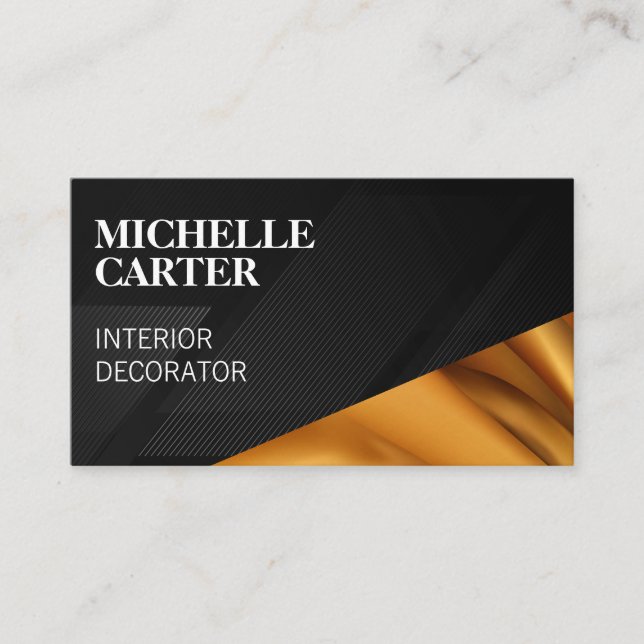 Carte De Visite Lignes de bloc couleur | Soie d'or (Devant)
