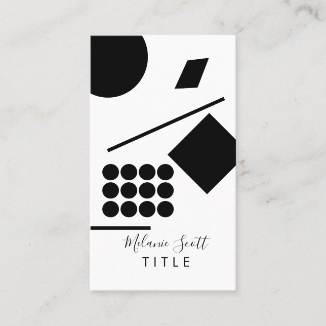 Carte De Visite Lignes de formes géométriques noires blanches mode (Devant)