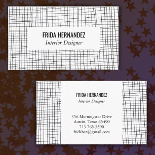 Carte De Visite Lignes de grille minimalistes tracées à la main Ch