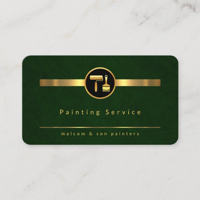 Carte De Visite Lignes de peinture d'or Emerald Green Grunge (Devant)