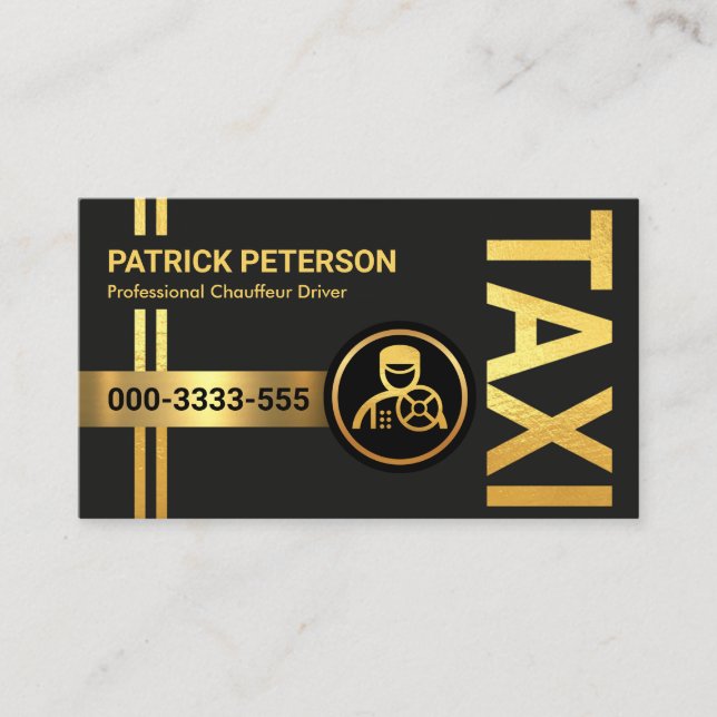Carte De Visite Lignes de signalisation de taxis verticaux Gold (Devant)