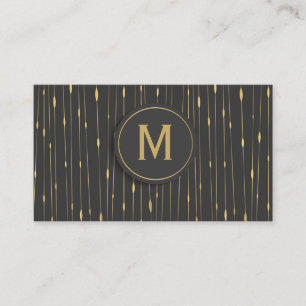 Carte De Visite Lignes d'or Abstraites Monogrammes - Charbon
