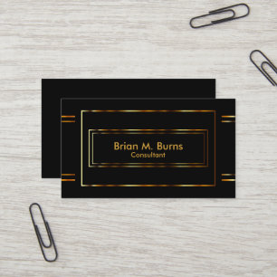 Carte De Visite Lignes d'or en métal noir
