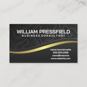 Carte De Visite Lignes topographiques Gold Black Sleek