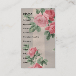 Carte De Visite Lignes verticales et Roses Vintages