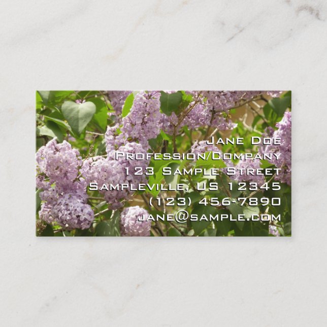 Carte De Visite Lilac Bush Belles fleurs de printemps violettes (Devant)