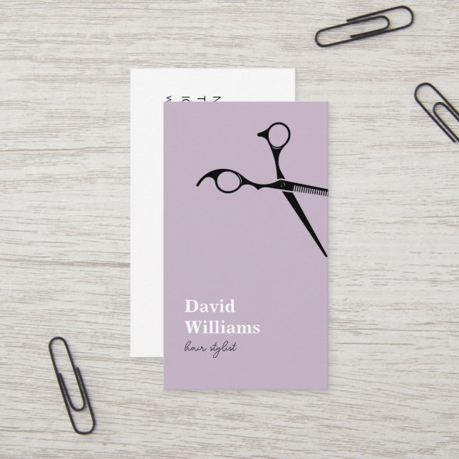 Carte De Visite Lilac Lilac - Liste d'étoiles minimaliste moderne (Devant/Arrière en situation)