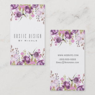 Carte De Visite Lilas Lavande Violet Aquarelle Floral Chic