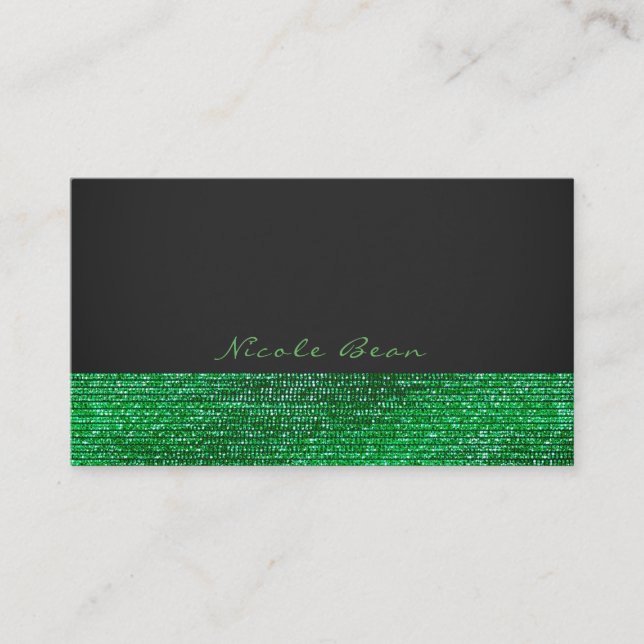 Carte De Visite Lime Green Séquins de verre moderne Élégant Chic (Devant)