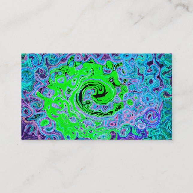 Carte De Visite Lime Green Super Abstrait Retro Liquid Swirl (Devant)