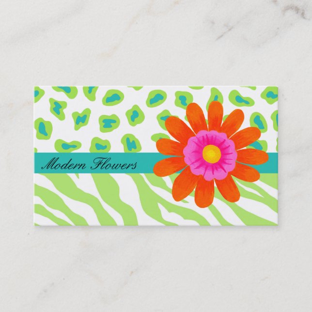 Carte De Visite Lime Green & Turquoise Turquoise Zebra & Cheetah (Devant)