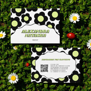 Carte De Visite Lime Noir Vert Fleur Y2K Vêtements artisanaux