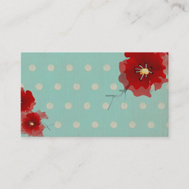 carte de visite limité des pois de fleurs rouges d (Devant)
