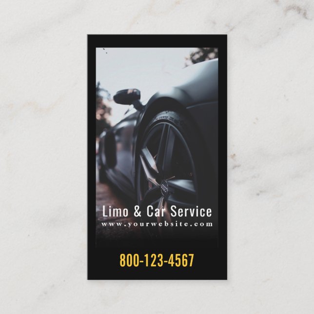 Carte De Visite Limousine de voiture de luxe et service de voiture (Devant)