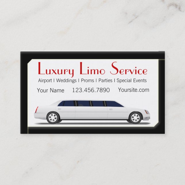 Carte De Visite Limousine d'étirement blanc (Devant)