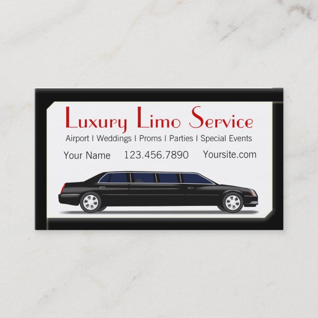 Carte De Visite Limousine d'étirement noir (Devant)