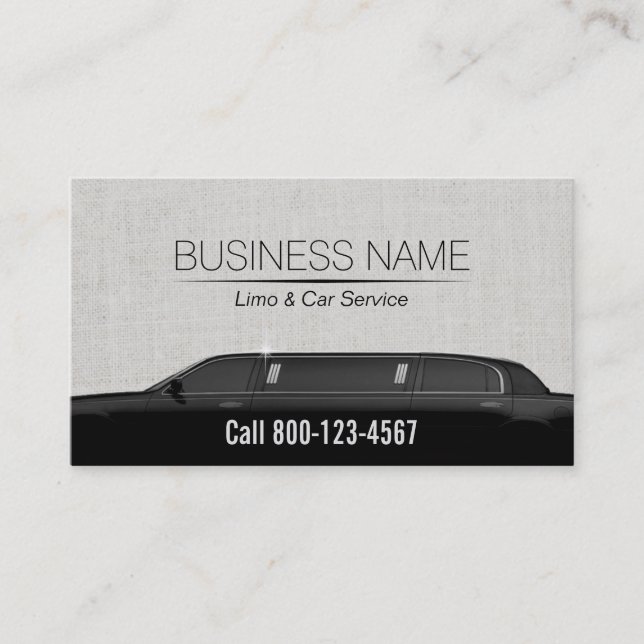 Carte De Visite Limousine Limo & Car Service Classic Linen (Devant)