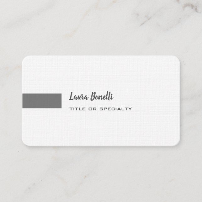 Carte De Visite Lin de qualité supérieure gris blanc professionnel (Devant)