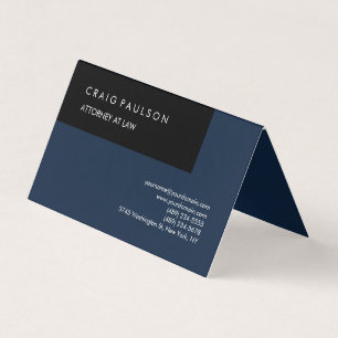 Carte De Visite Lin Marine Bleu Noir Élégant Plain Professionnel